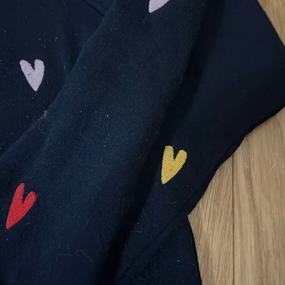 Lou & Grey Soft Gray Pullover Sweater Embroidered Hesrts size S - Picture 3 of 6